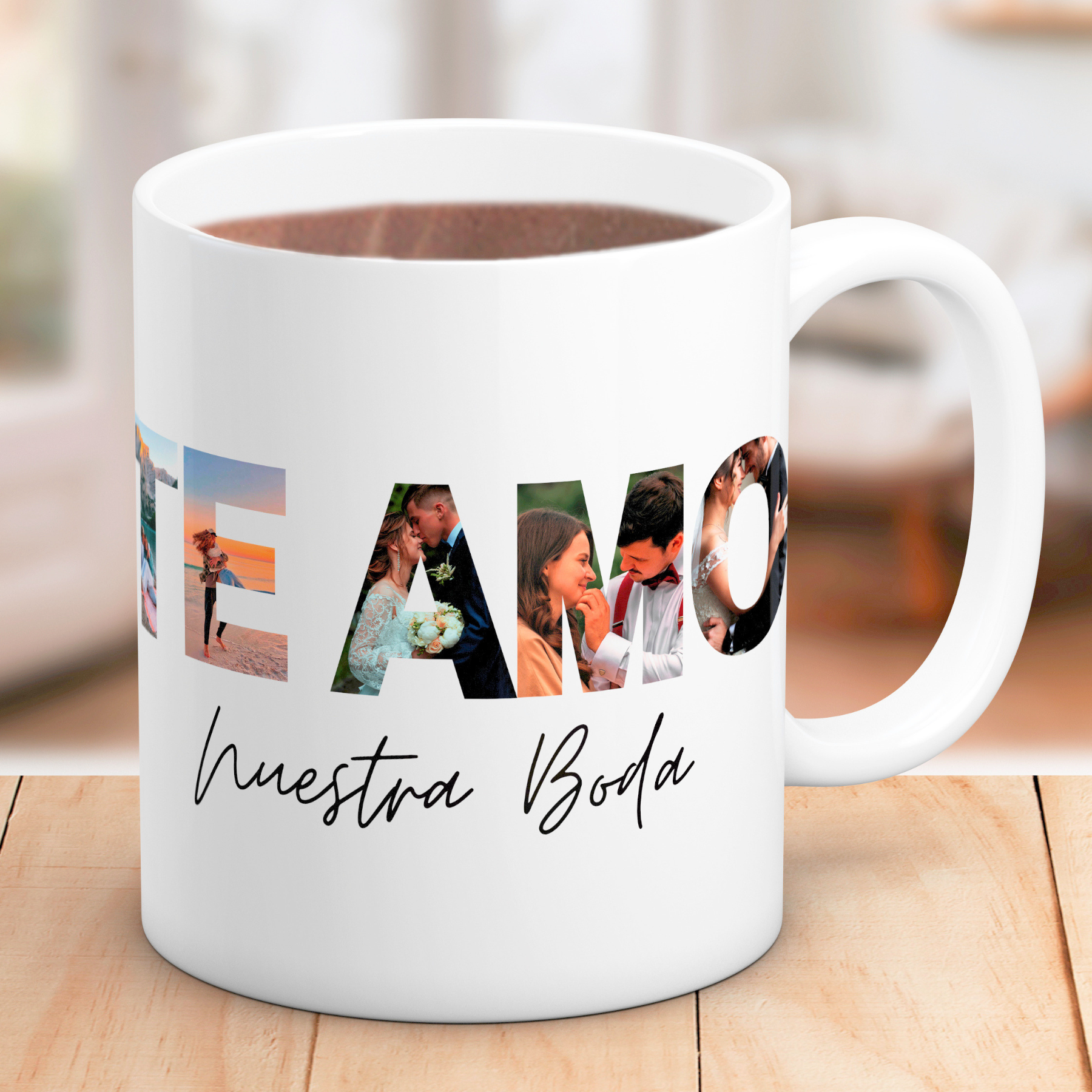 Taza frase "TE AMO" con fotos