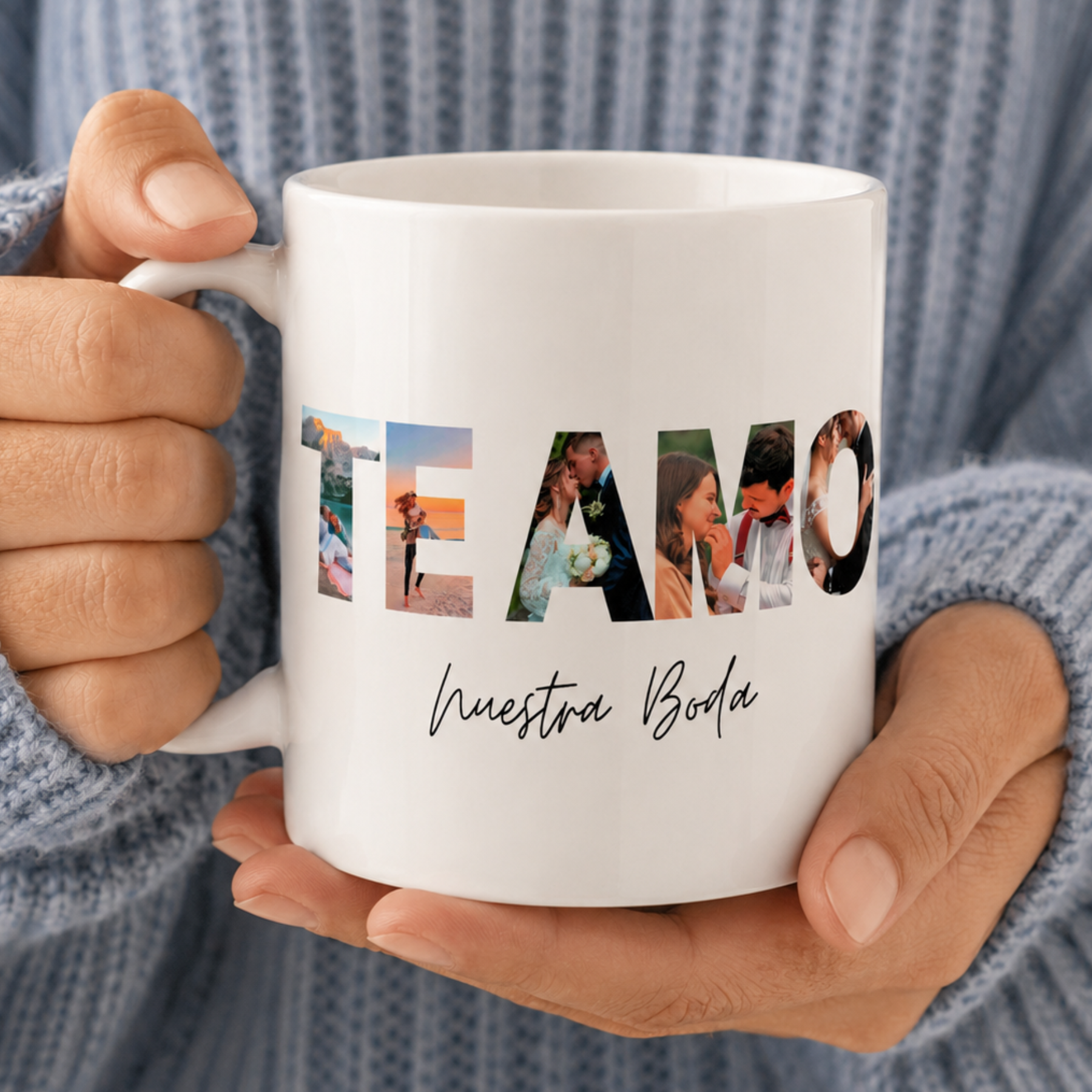 Taza frase "TE AMO" con fotos