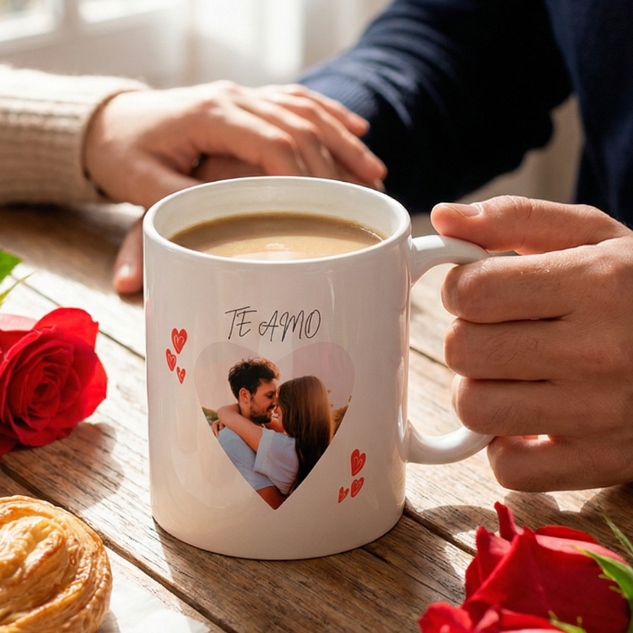 Caneca Foto Coração Personalizada para o Dia dos Namorados