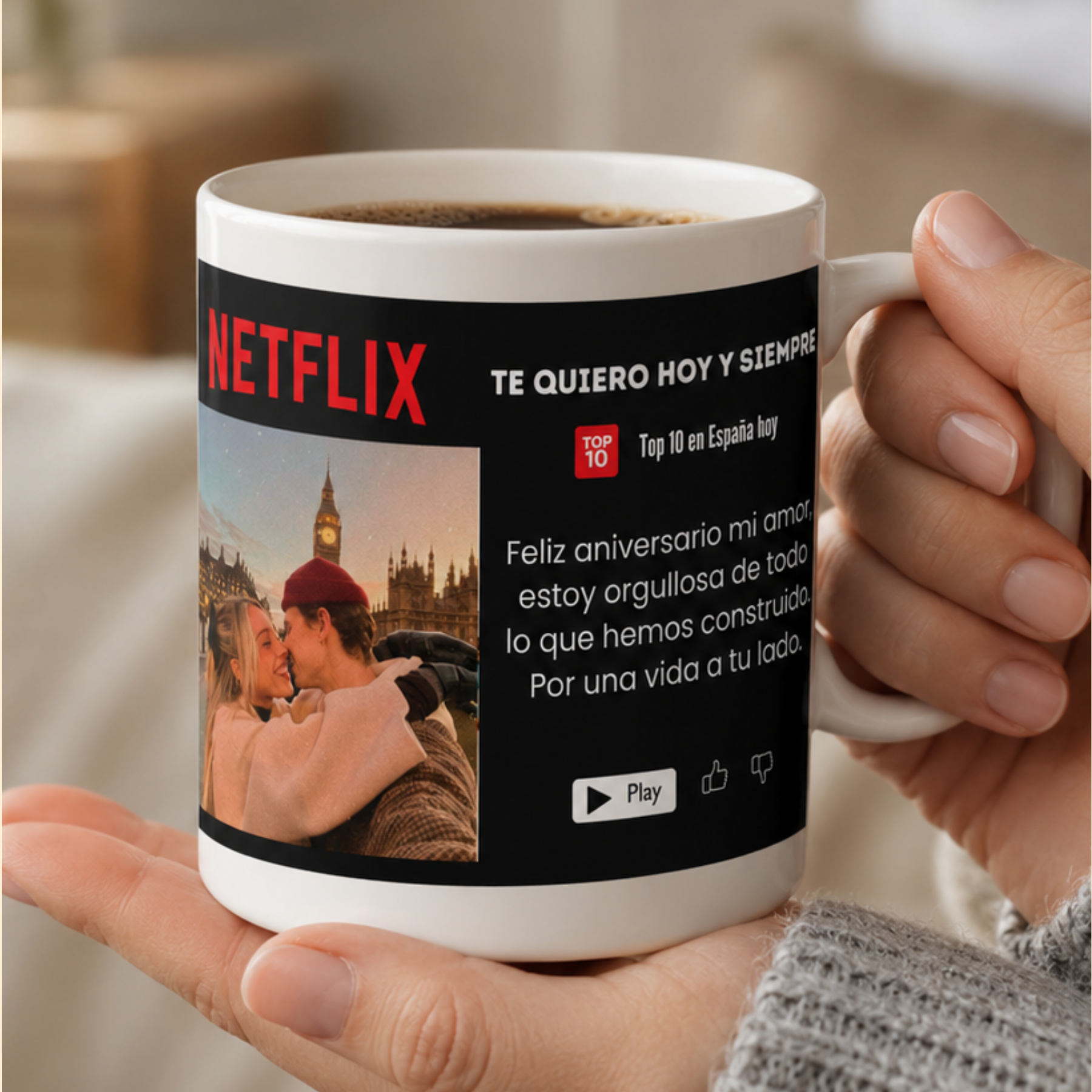 Taza parejas estilo Netflix