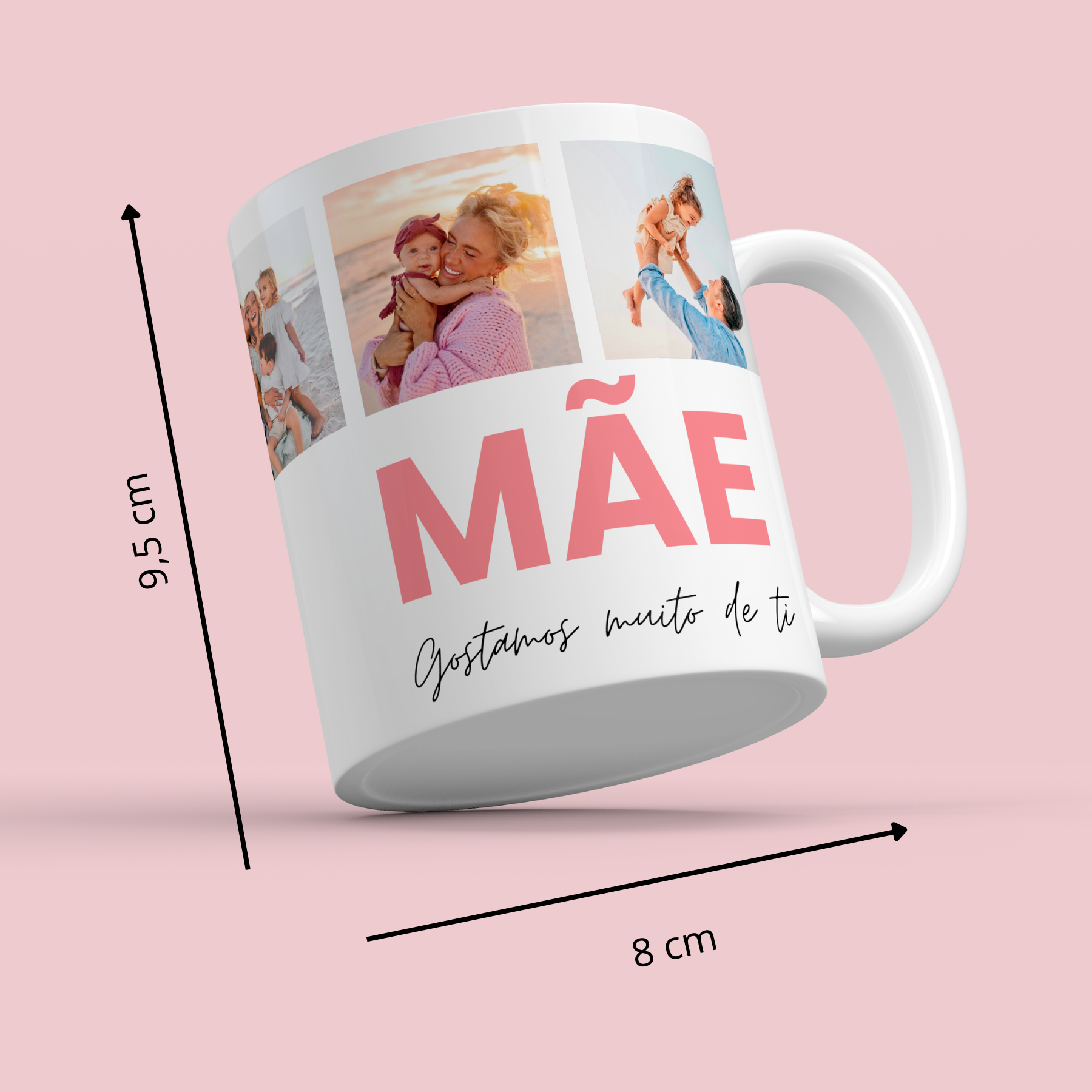 Caneca Mãe na parte inferior e 4 fotos na parte superior