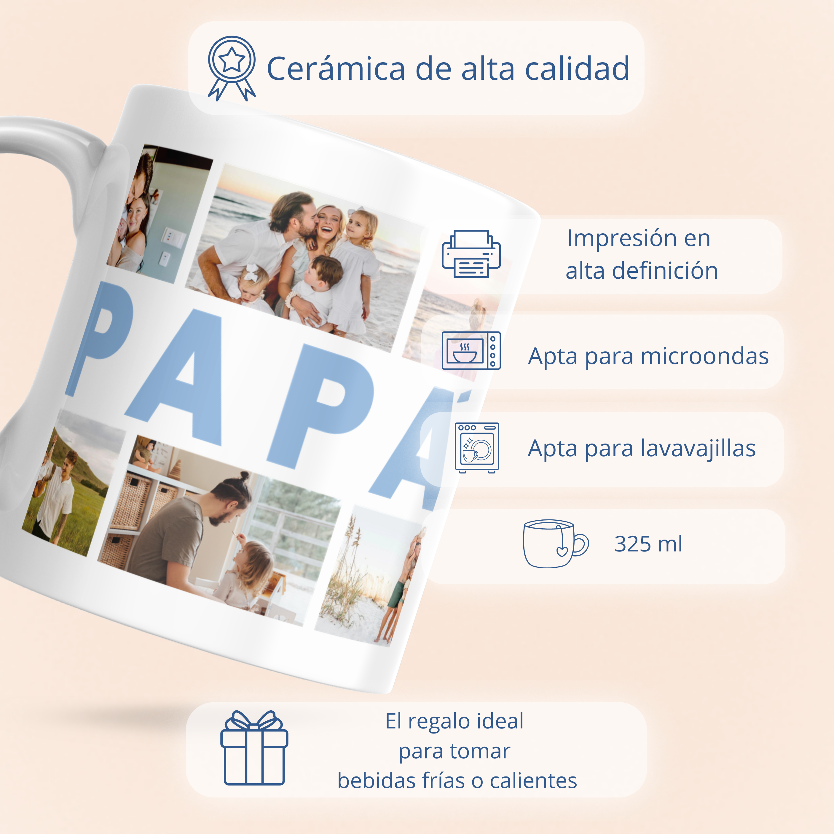 Colagem de caneca "PAI" com 6 fotos