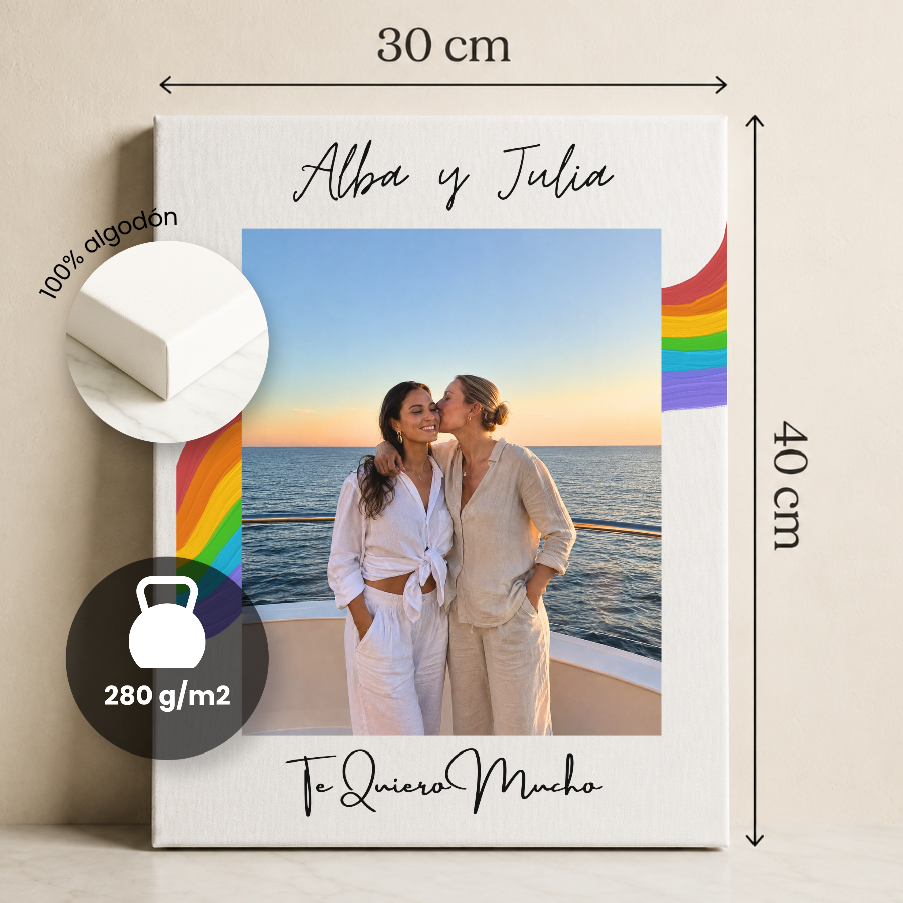 Lienzo Personalizado LGTBI con Foto y Dedicatoria Vertical