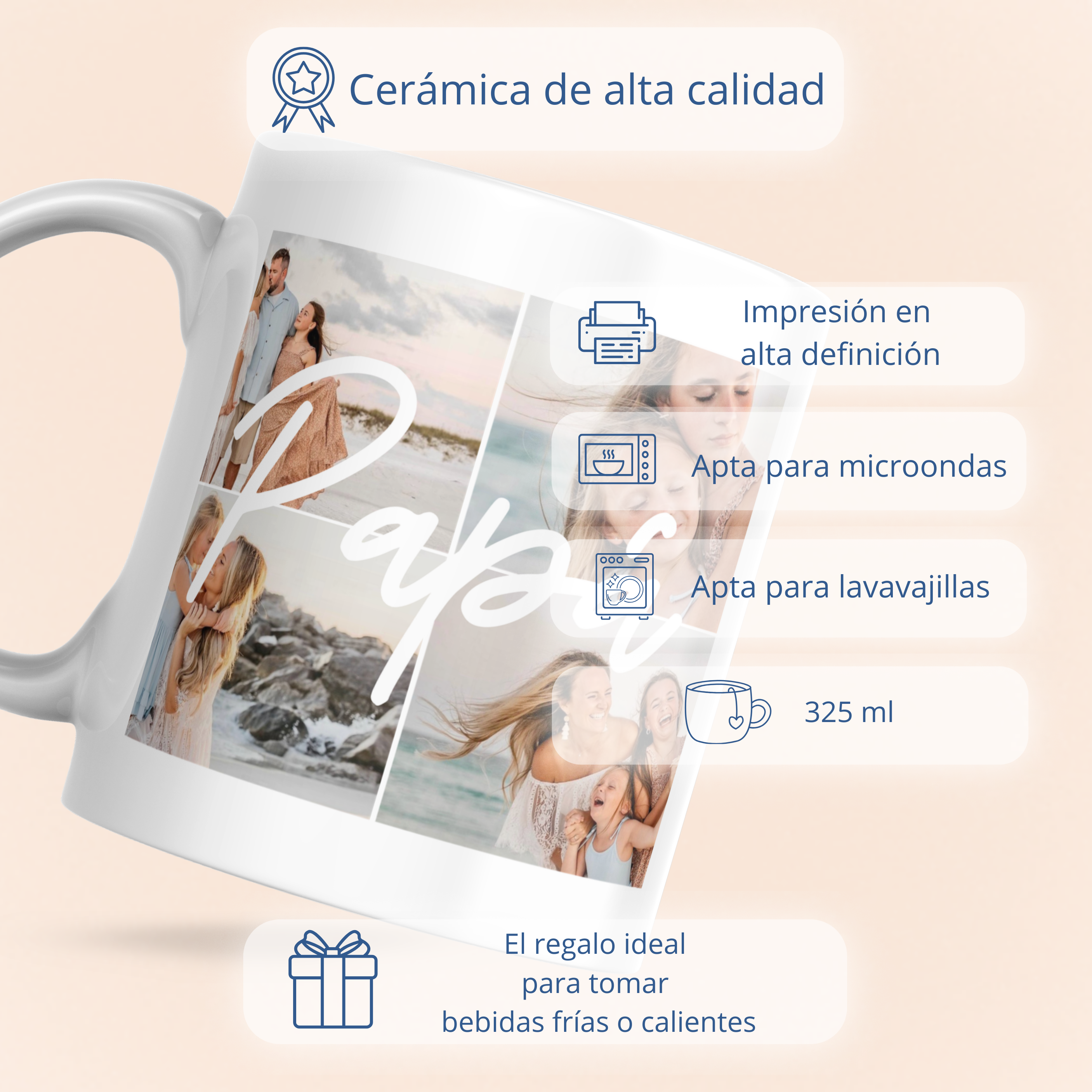 Colagem de caneca "PAI" com 4 fotos