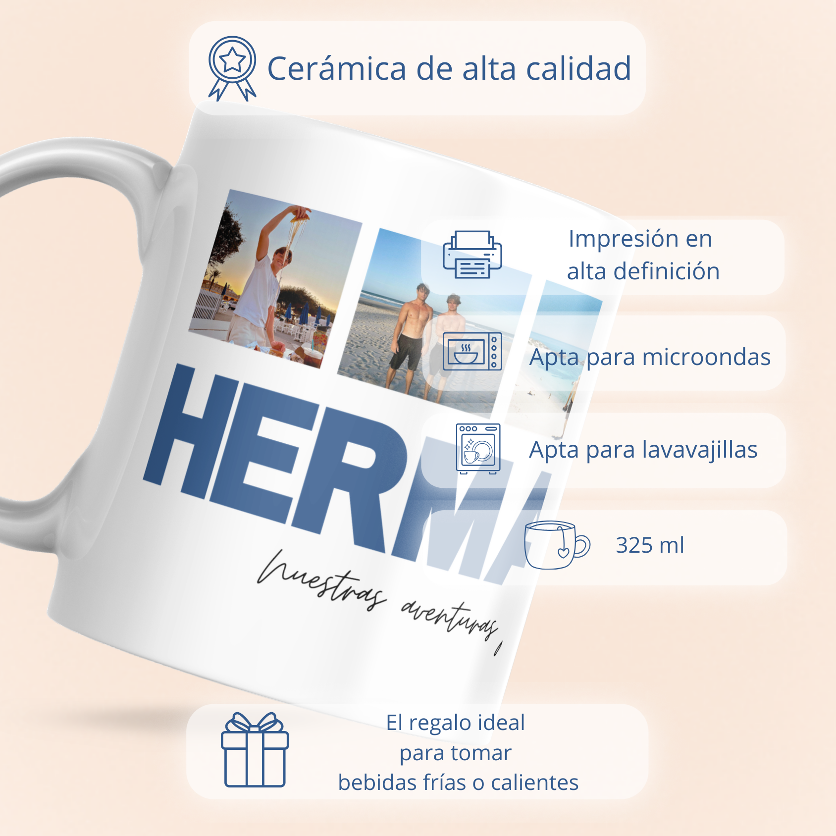 Taza hermano abajo y 4 Fotos arriba