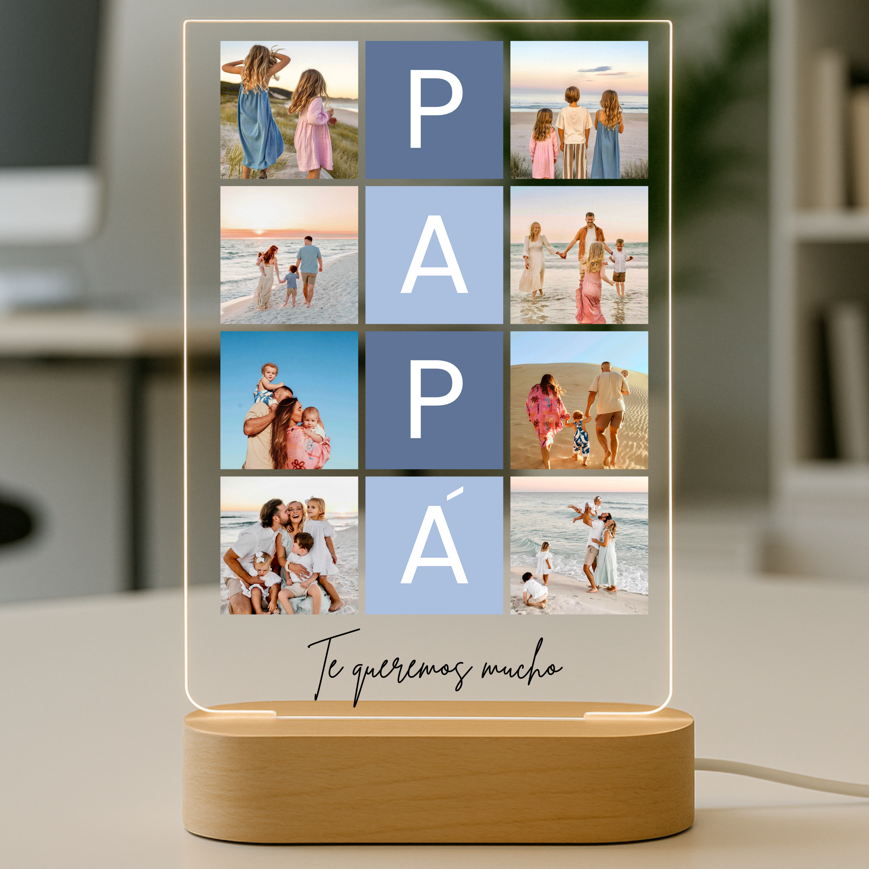 Lámpara PAPÁ 8 Fotos estilo cuadrícula con mensaje
