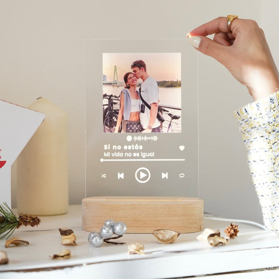 Lámpara Spotify con base de luz y foto bonita de Navidad