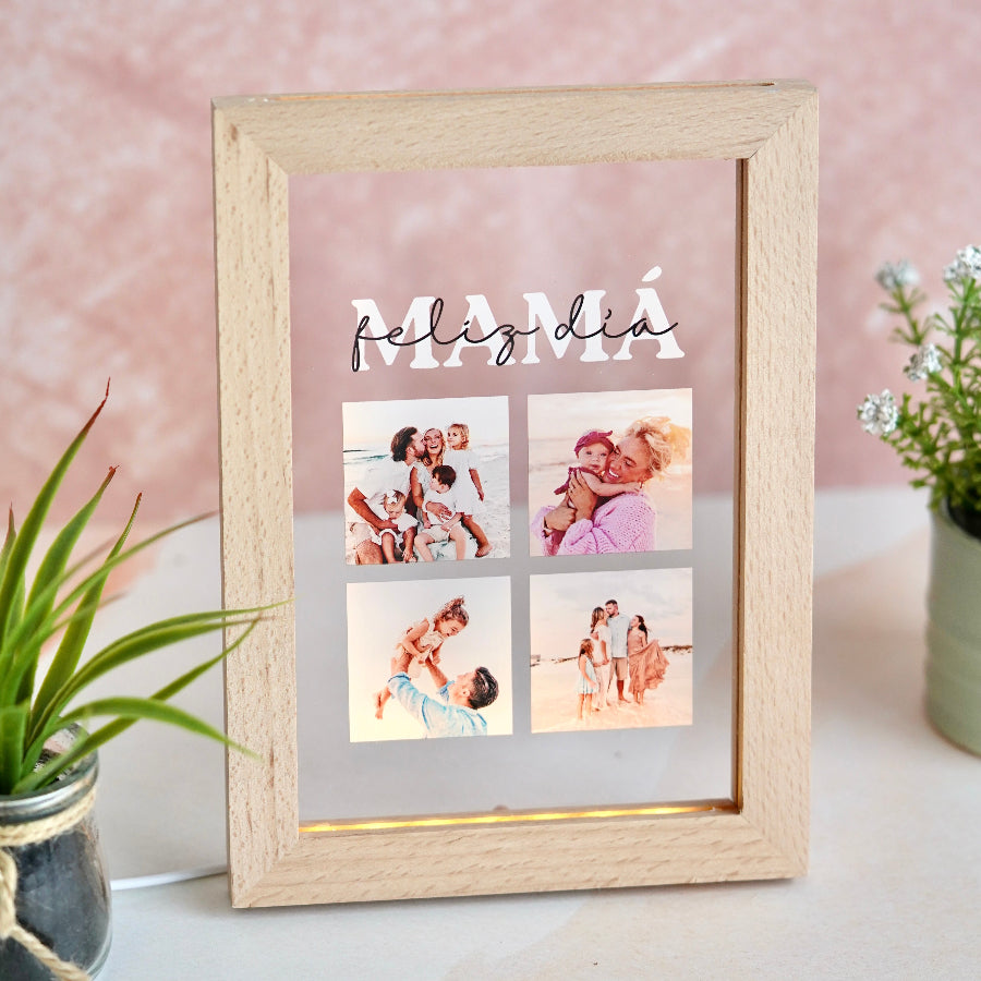 Personaliza tú detalle para mamá y no esperes el ultimo día.
Para el Día de la Madre, una lámpara con marco de luz, combinando ternura, gratitud y amor en frases breves pero emotivas.