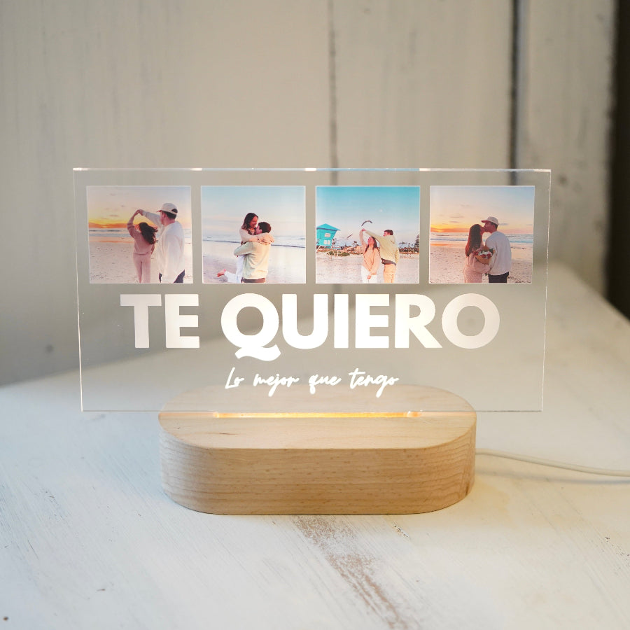 Lámpara 4 fotos, horizontal con mensaje personalizado para personas especiales como tú.