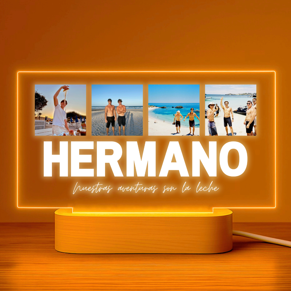 Lámpara Personalizada para Hermano con 4 Fotos