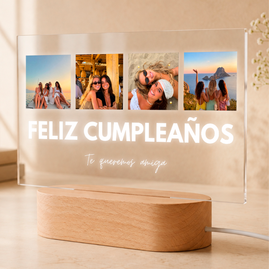 Lámpara de Cumpleaños Personalizada con 4 Fotos