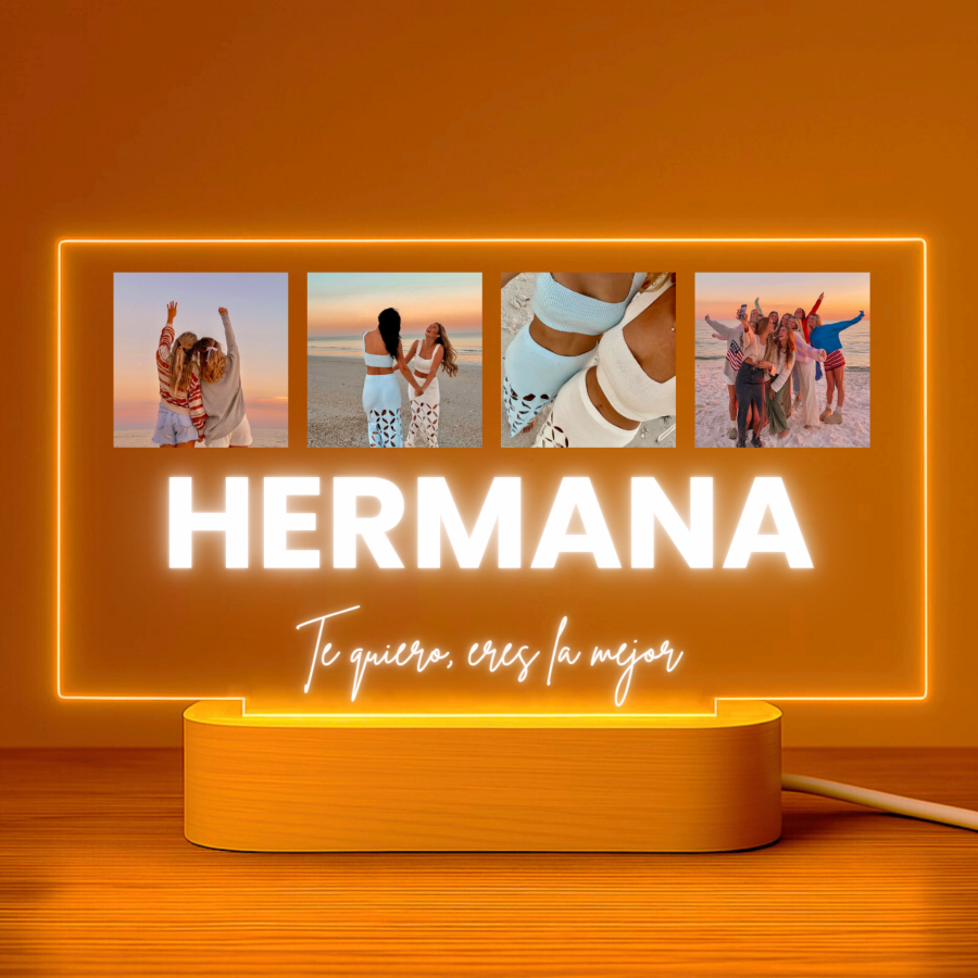 Lámpara Personalizada para Hermana con 4 Fotos