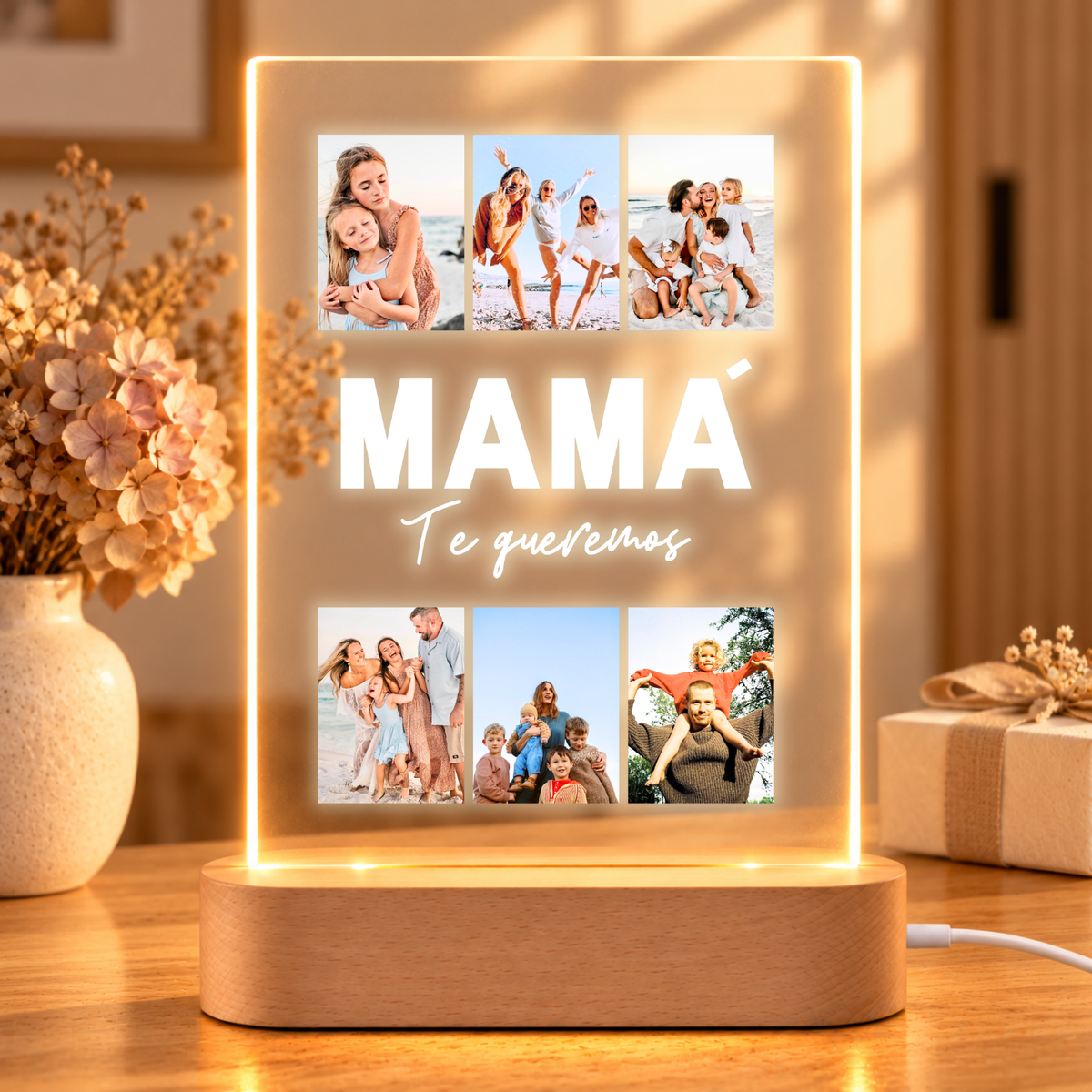 Lâmpada 6 fotos MÃE no meio
