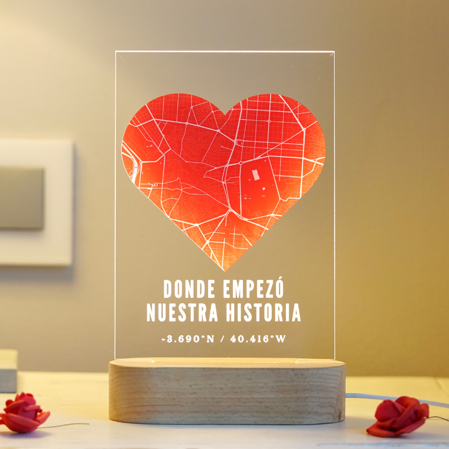 Lampara con corazón, regalo personalizado perfecto para parejas en San Valentín