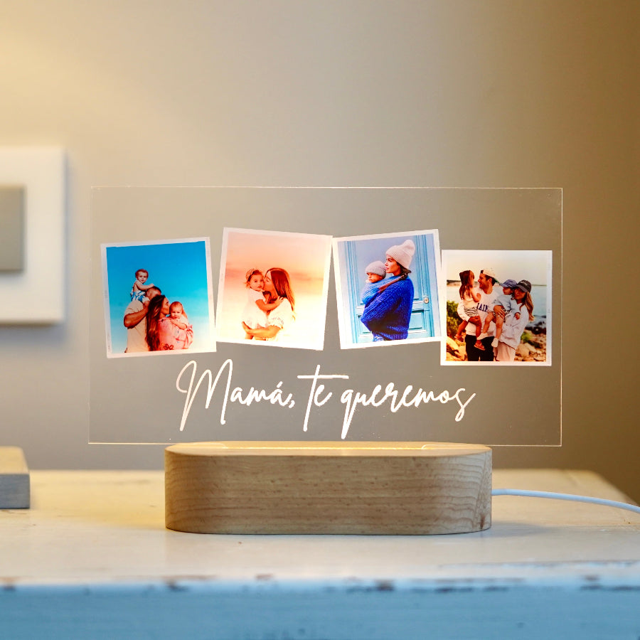 Sorprende con este regalo original, regala esta lampará transparente donde puedes personalizar tus fotos e incluir una frase que exprese lo impórtate que es esa persona.
Consta de una placa con ranura para poder colocarla en la lampará de luz.
Ilumina con este detalle original a esa persona tan especial.