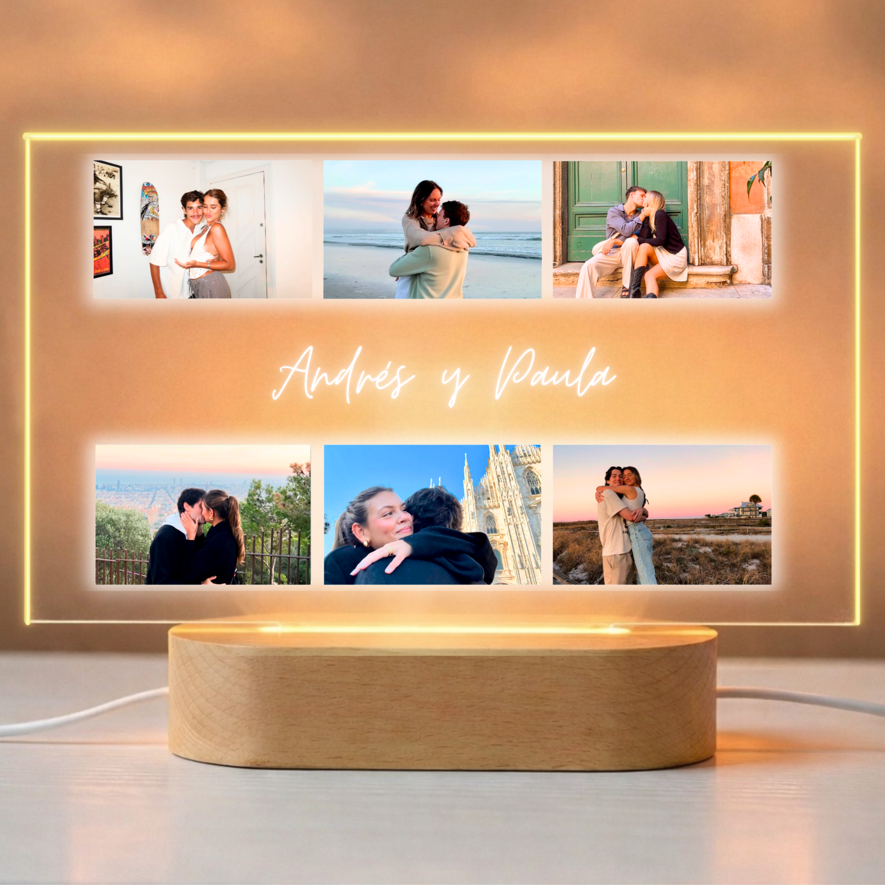 Lámpara personalizada 6 fotos para parejas, regalo personalizado y original