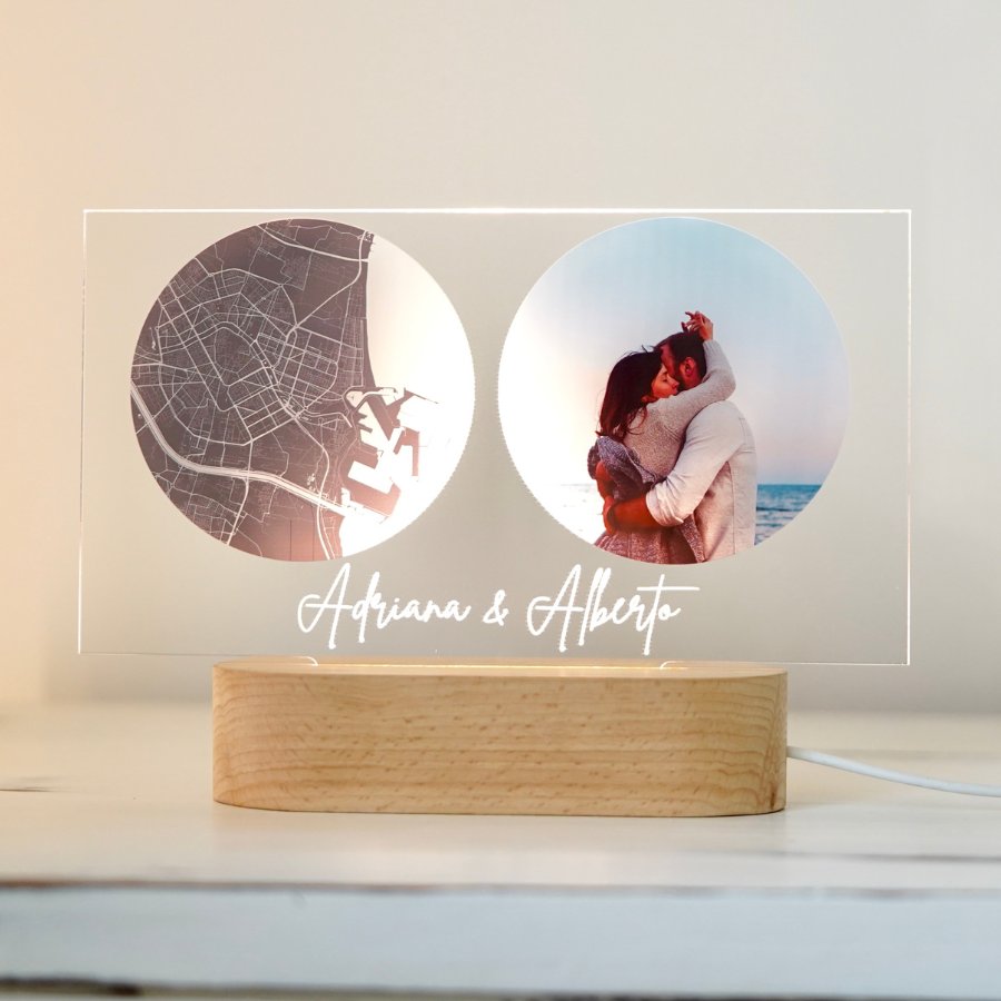 Regalo perfecto para San Valentín, con mapa, imagen y texto personalizados.