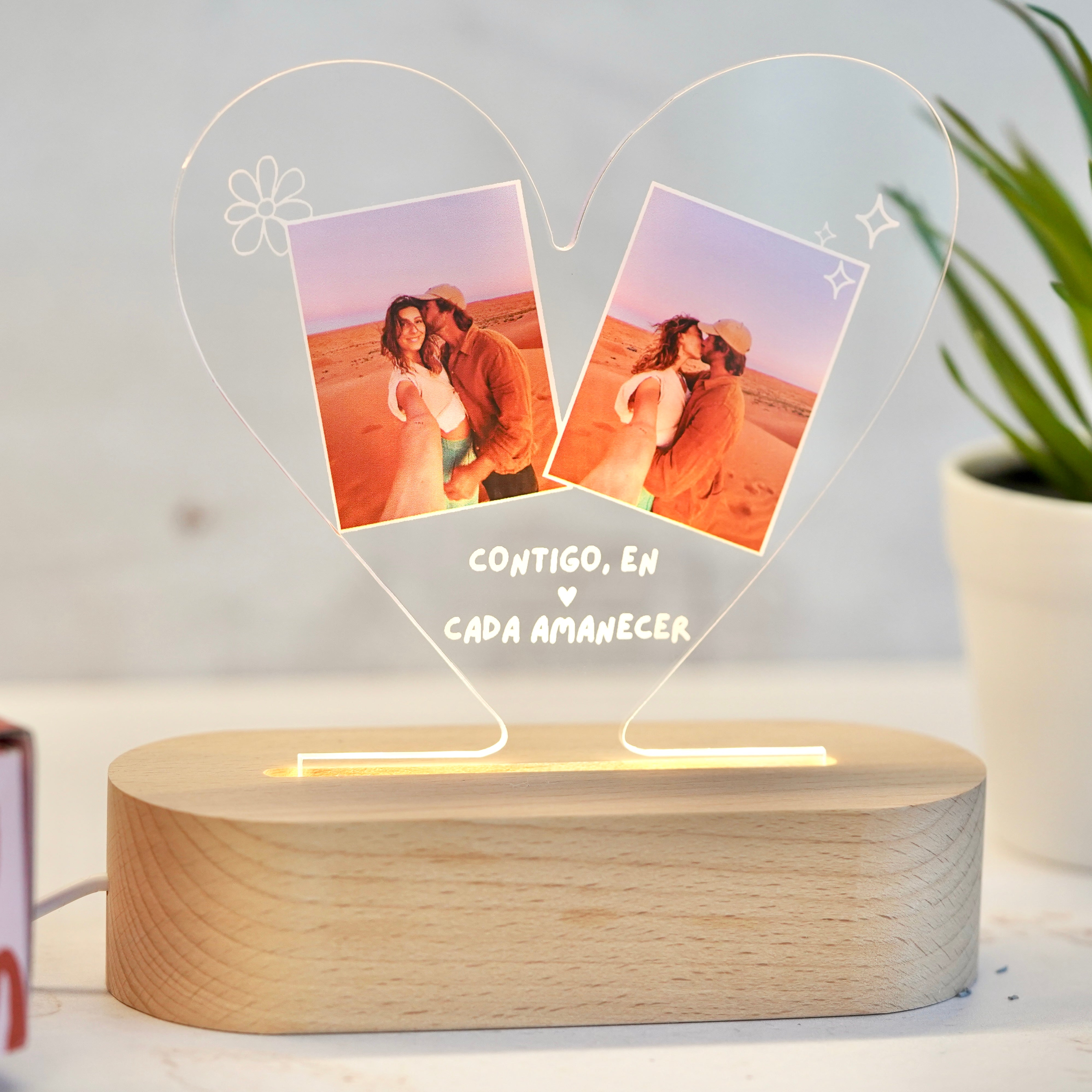 Regala esta lampara personalizada con forma de corazón a tu persona favorita