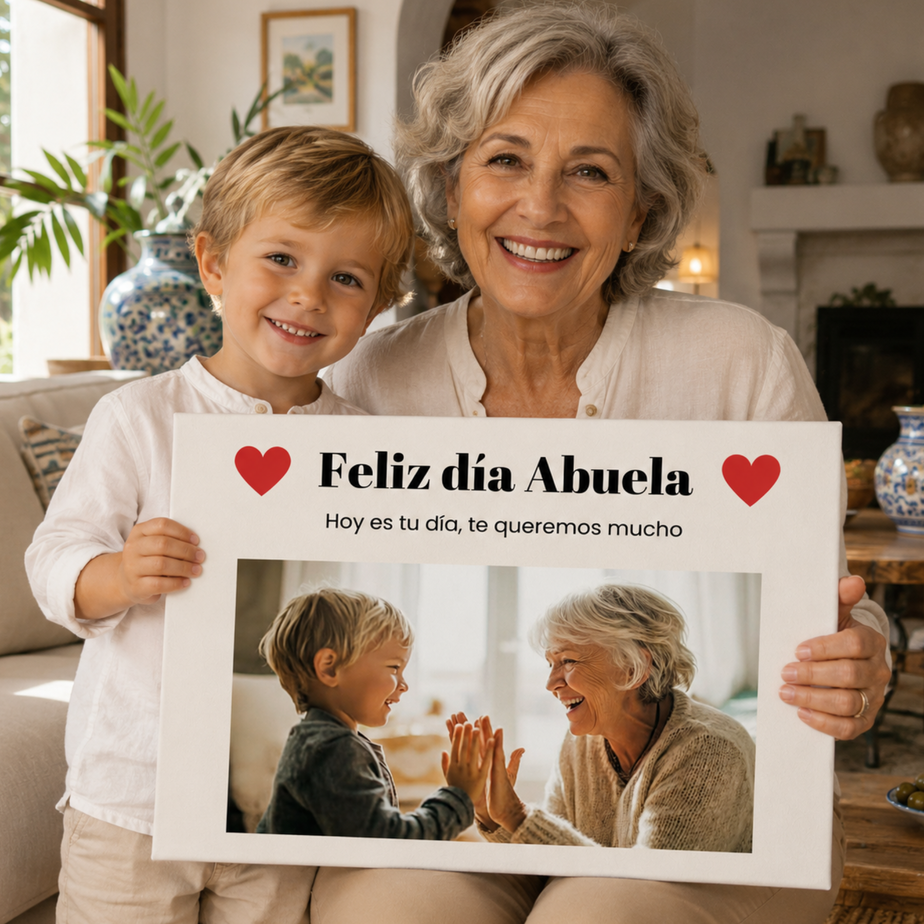 Lienzo Personalizado Feliz Día Abuela con Foto y Dedicatoria