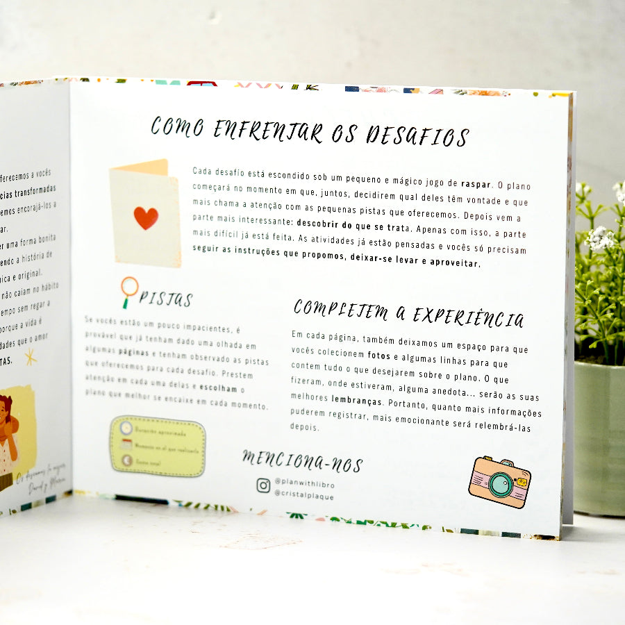 Cumpra o desafio: Sem volta atrás, não hesitem e criem momentos únicos como casal. Siga o guia e deixe-se levar.