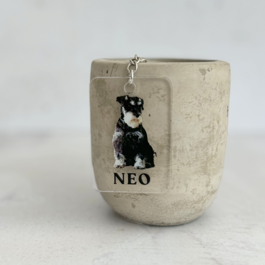 Ellos también merecen detalles como este, personaliza tu llavero con la foto y nombre de tu mascota.