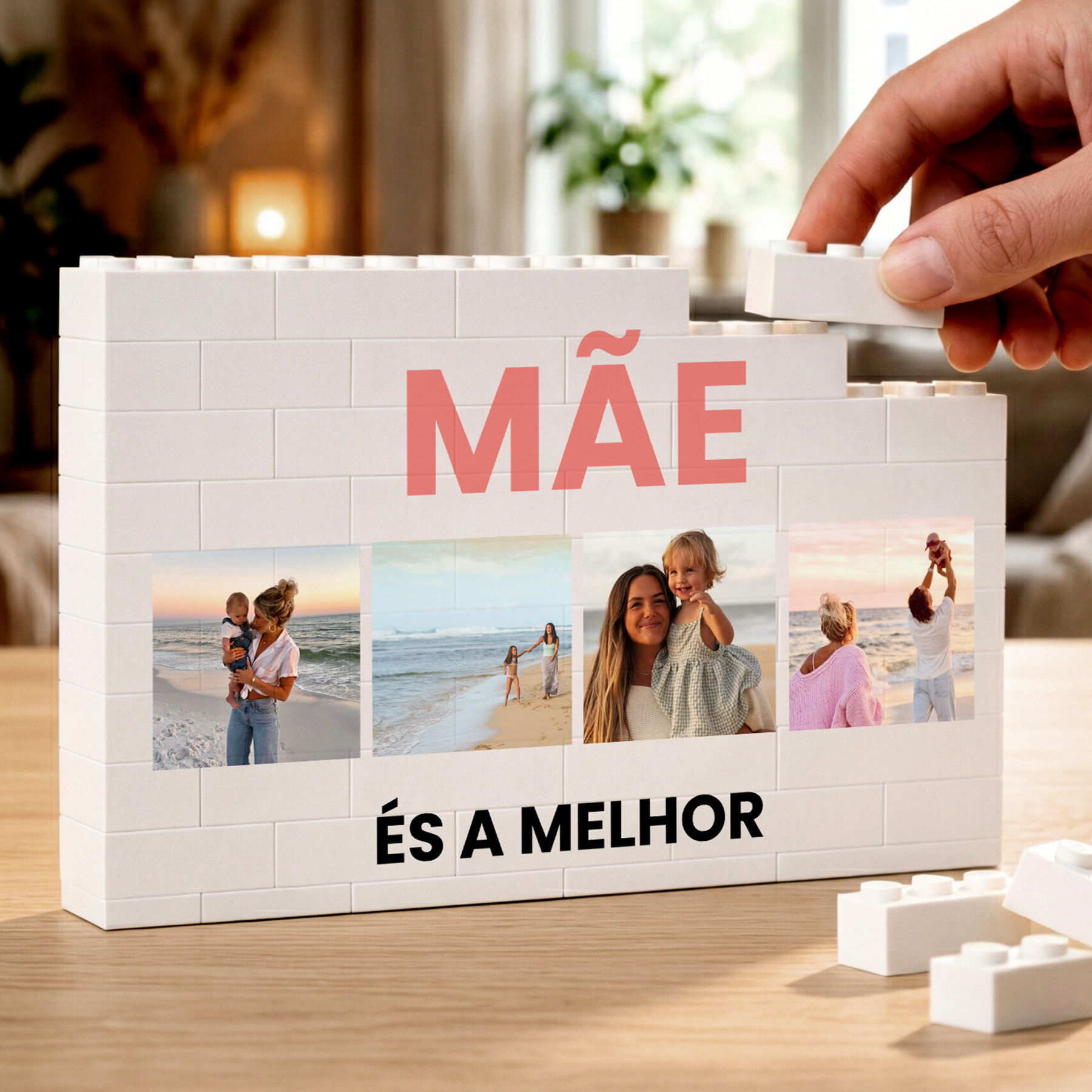 Quebra-cabeças da Mãe com 4 fotos e mensagem