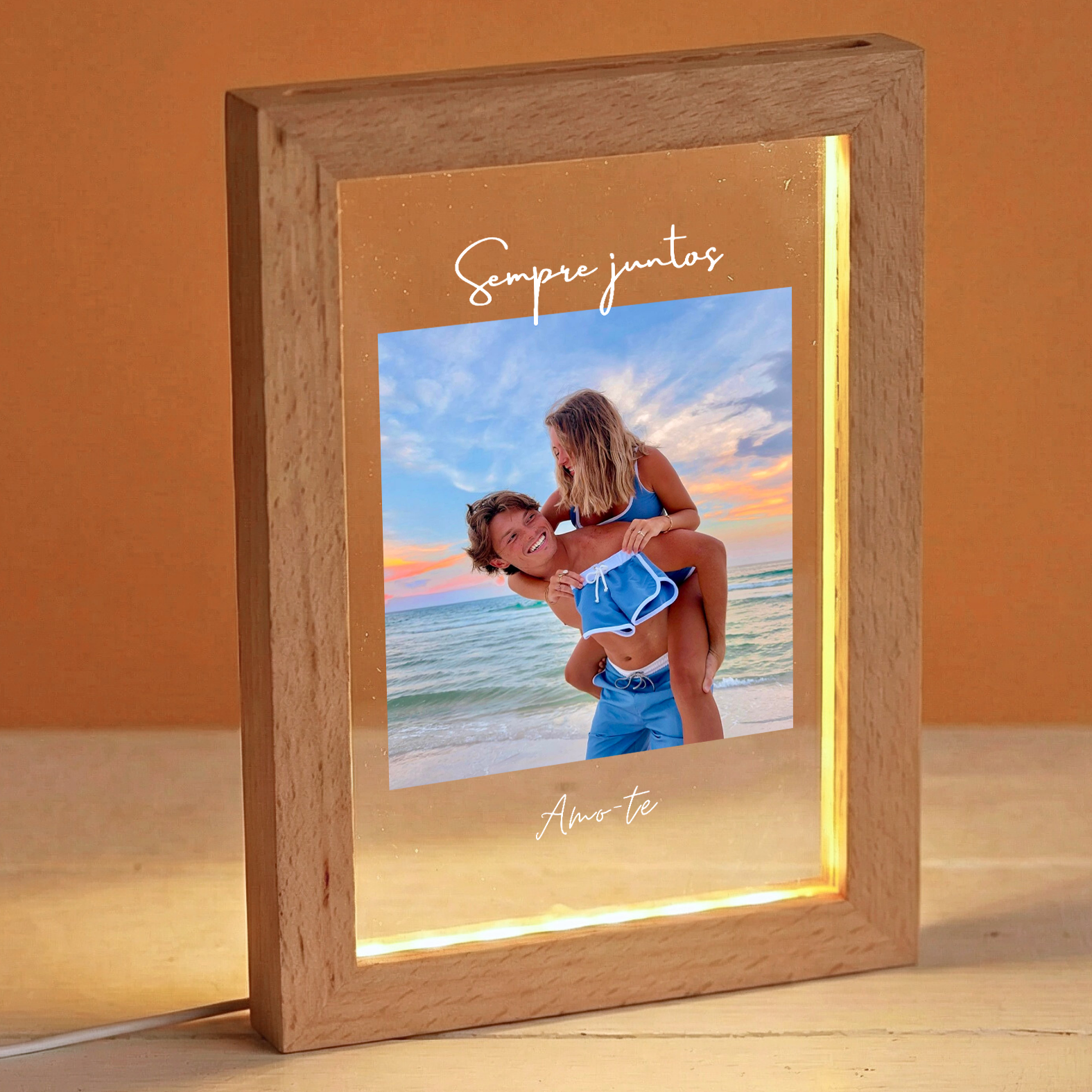 Candeeiro fotográfico e de texto com moldura de luz PT