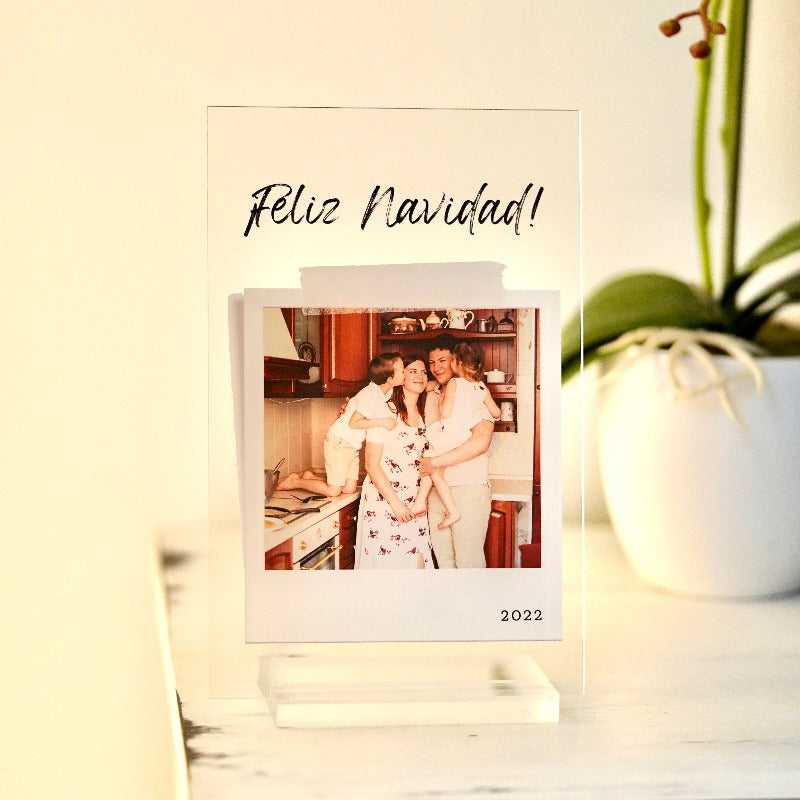 Placa regalo de Navidad para la familia con foto personalizada. Regalo especial Navidad