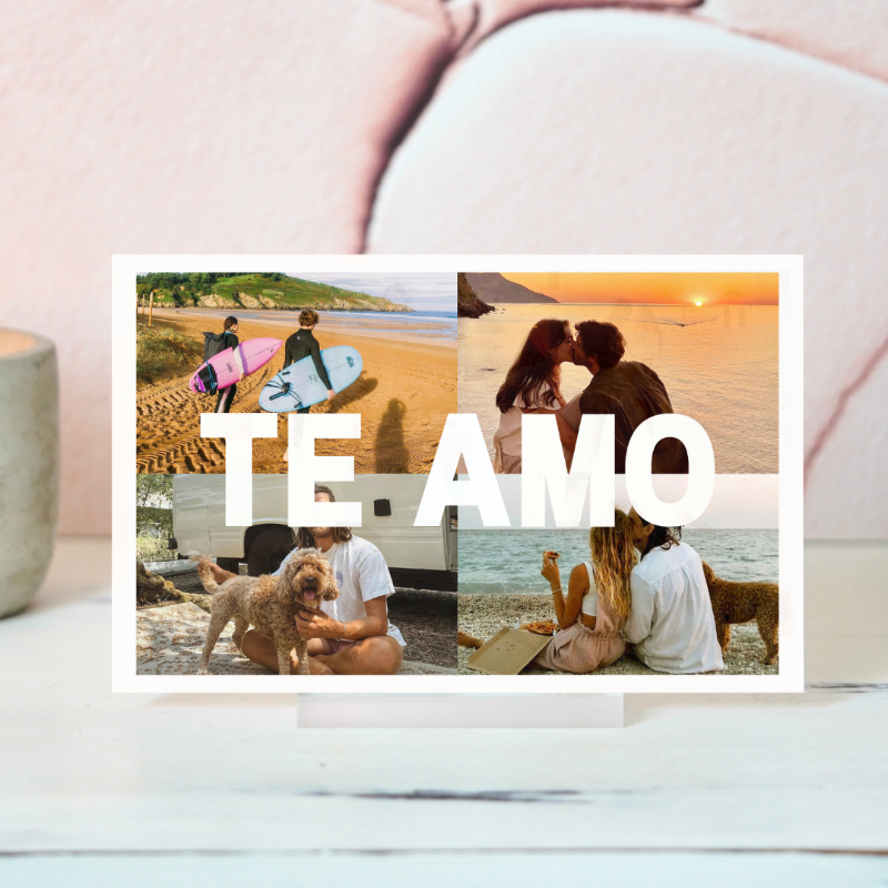 Placa personalizada TE AMO| regalo parejas | Cristal Plaque | idea de regalo personalizado | fotos y texto | regalo original y especial | San Valentín