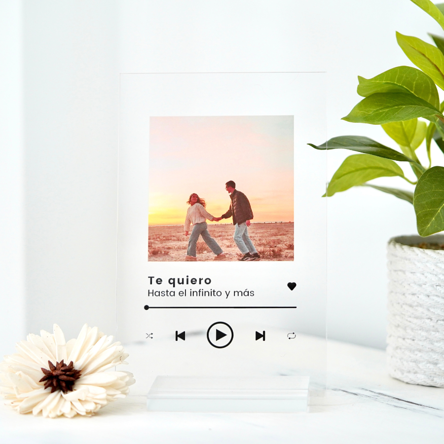 Placa personalizada Spotify con fotos y dedicatoria – regalo romántico para parejas Cristal Plaque