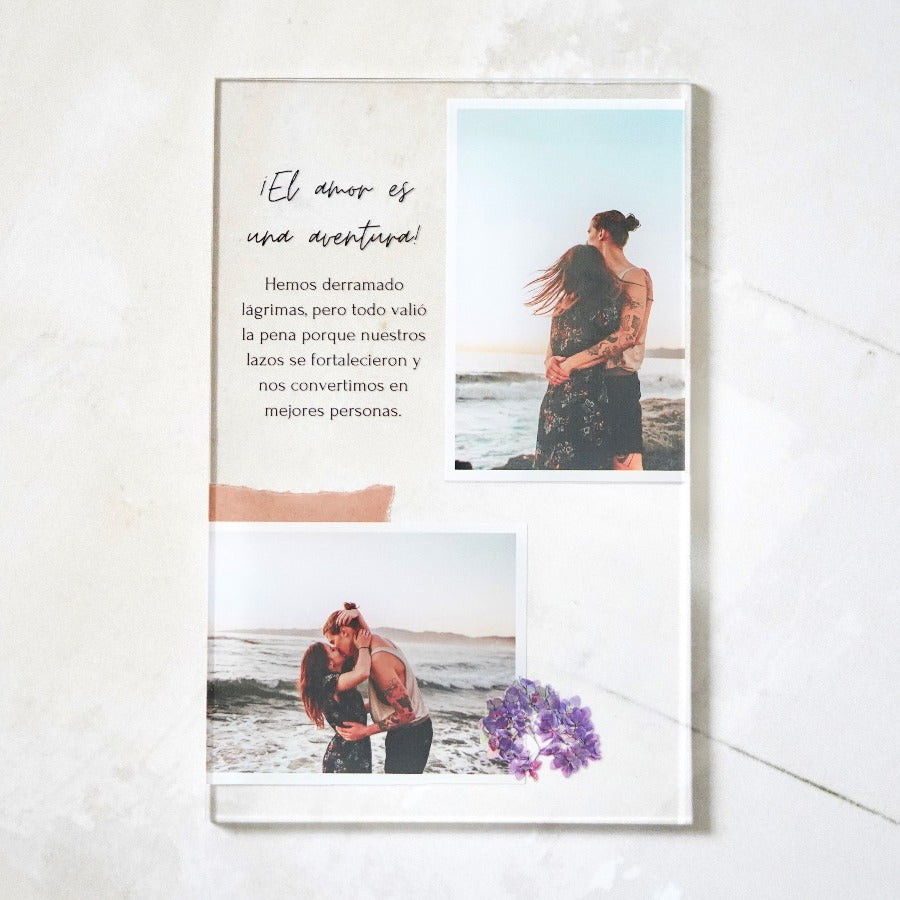 Placa personalizada original 2 fotos texto y dedicatoria | Cristal Plaque | para regalar a una persona especial, idea de regalo para parejas, regalo personalizado, regalo enamorados, regalo para novia