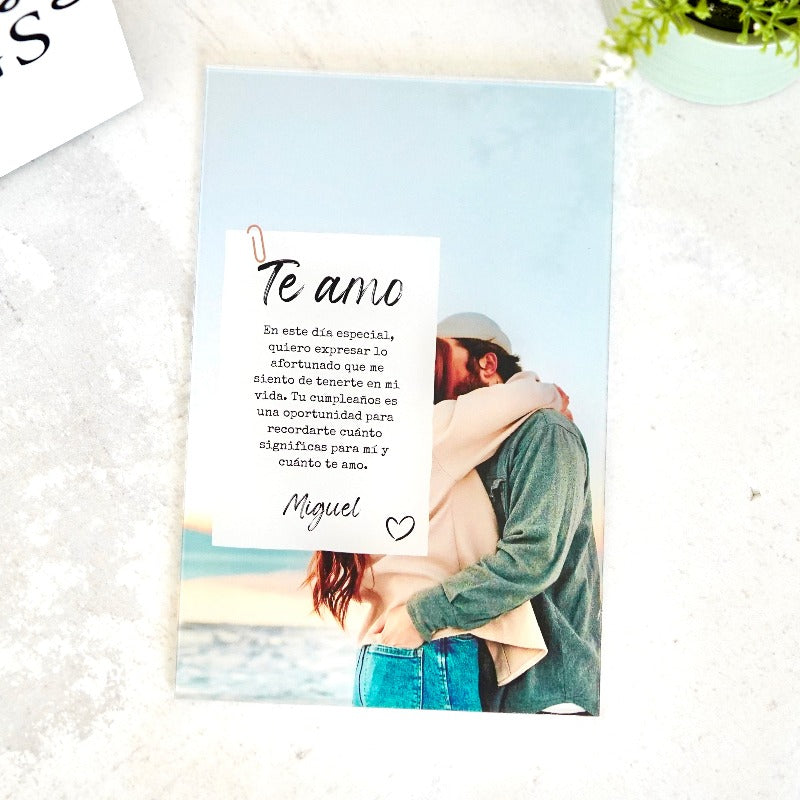 Placa ideal como regalo personalizado con fotos y dedicatoria escrita