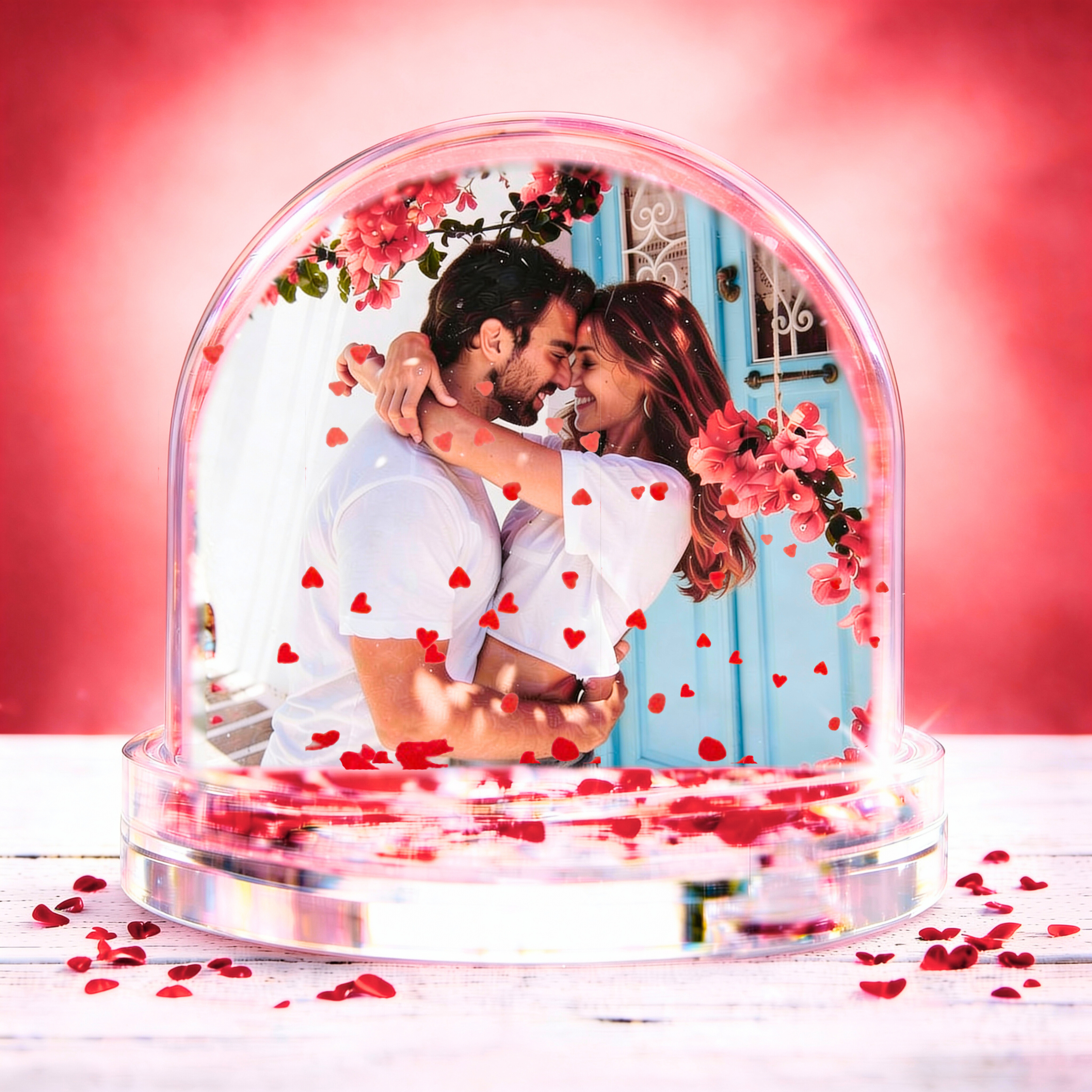 Bola de agua personalizada, con corazones