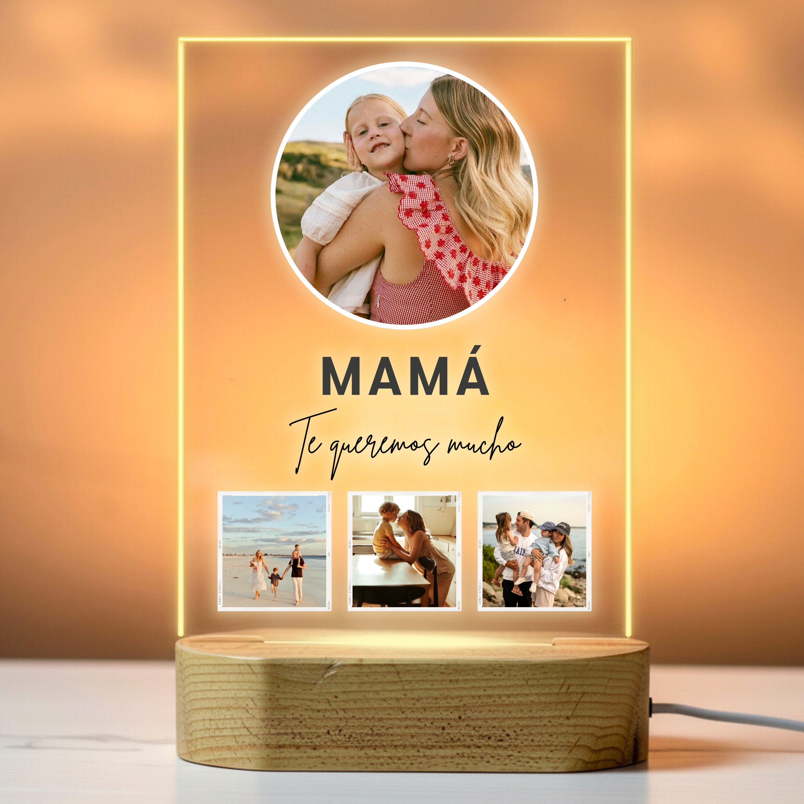 Foto circular da lâmpada da mãe