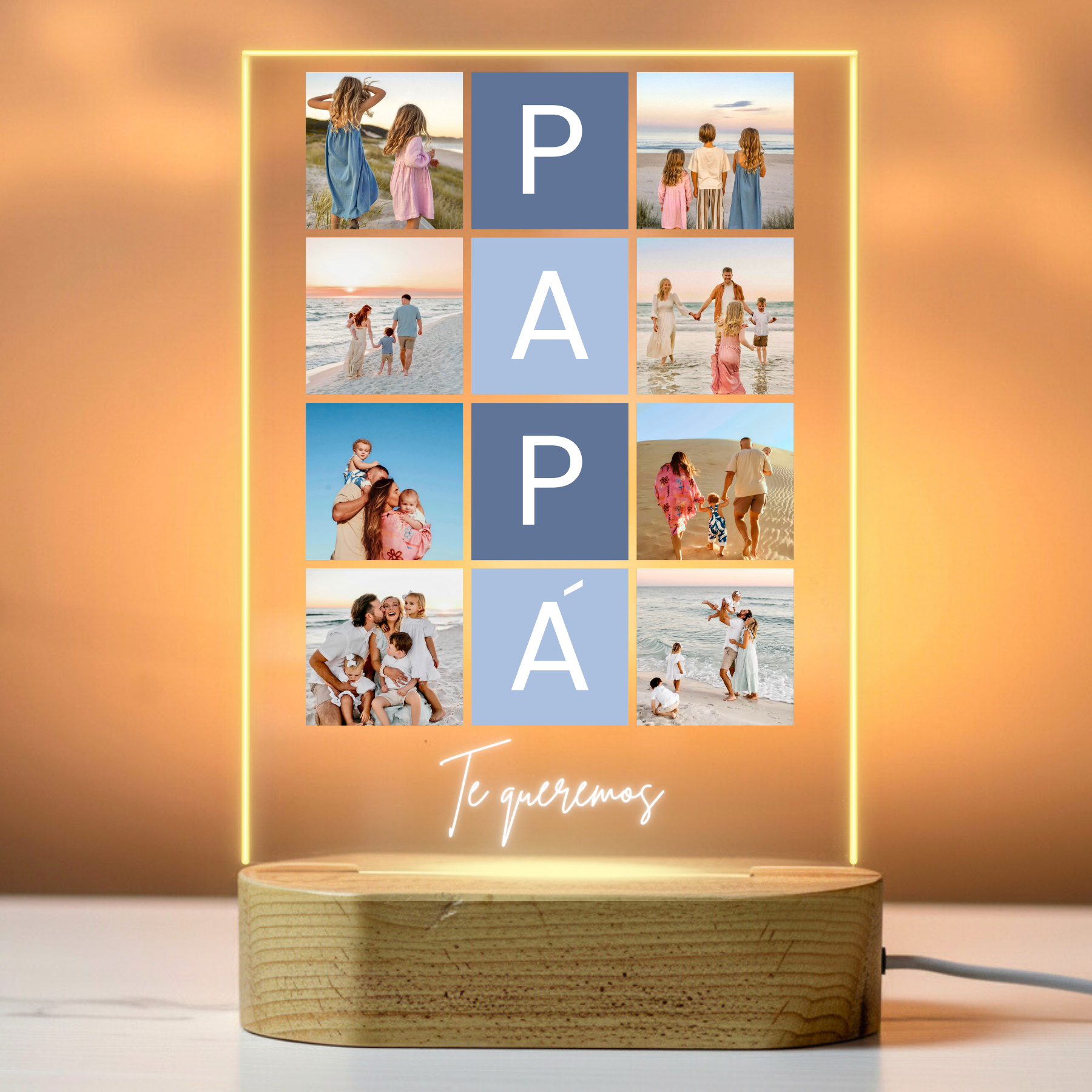 Lámpara PAPÁ 8 Fotos estilo cuadrícula con mensaje