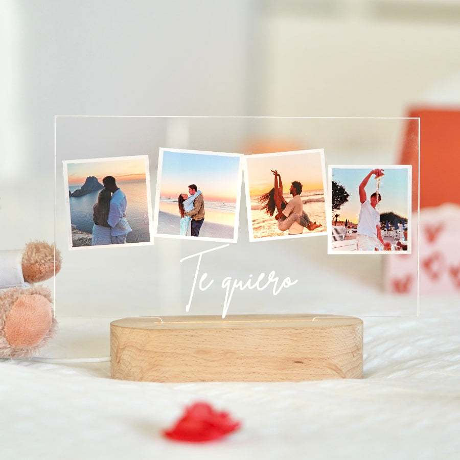 Lámpara Fotos con base de Luz | Idea de regalo personalizado | Regalo parejas | Regalo para mi novia | Regalo para mi novio | Crear placa fotos y texto | Placa PERSONALIZADA | Placa de cristal | Regalo Original y Especial | Metacrilato | Placas con tu diseño | Regalo original | Cristal Plaque | San Valentín