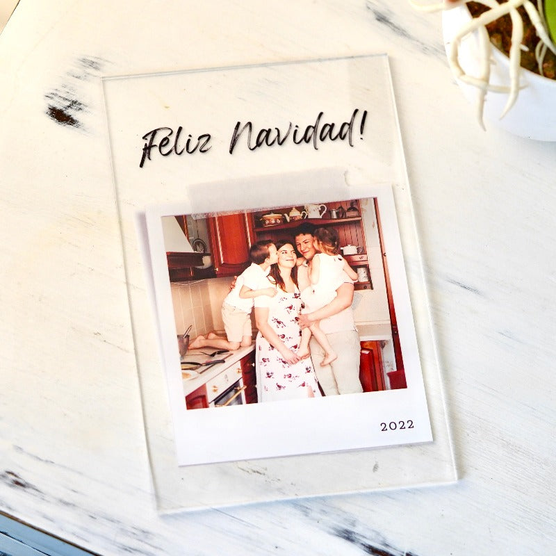 Placa regalo de Navidad para la familia con foto personalizada. Regalo especial Navidad