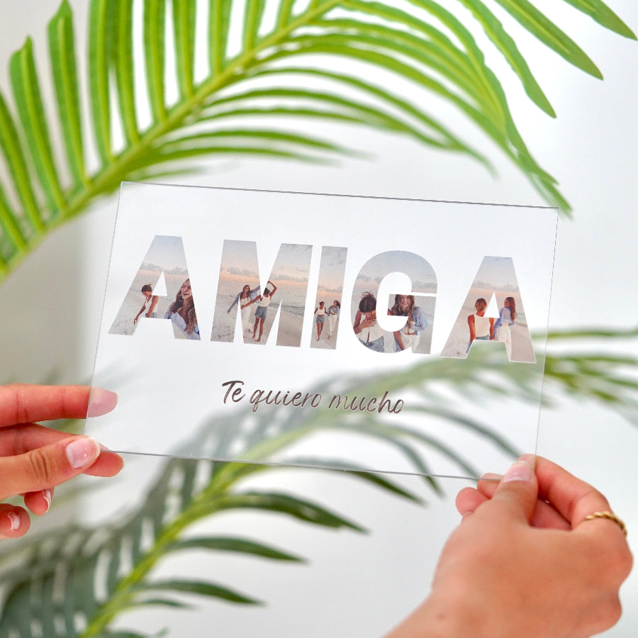 Placa personalizada | Idea de regalo para amigas con fotos y frase personalizadas, dedicatoria, detalle original | Cristal Plaque