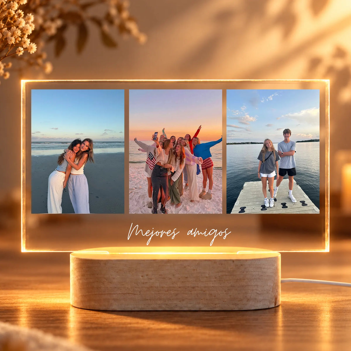 Lámpara Personalizada para Amigos con 3 Fotos