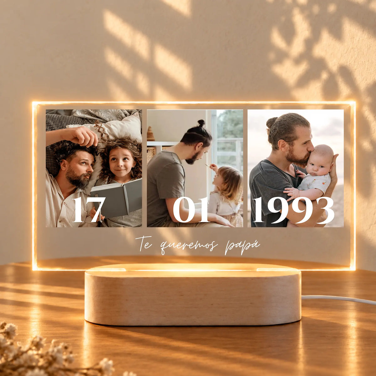 Lámpara Personalizada para Papá con 3 Fotos