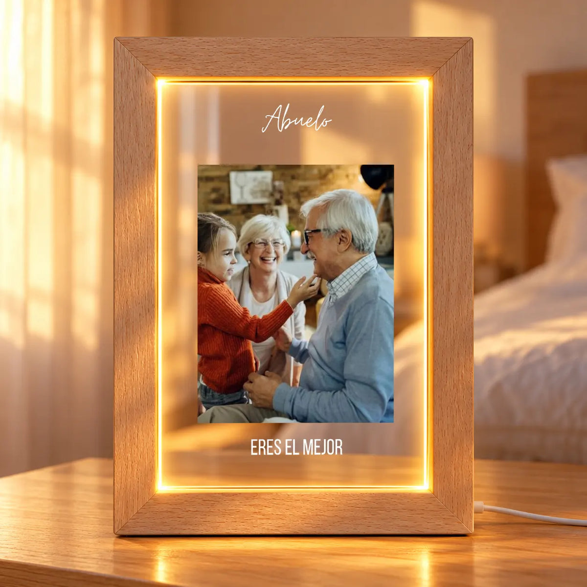 Lámpara Personalizada con Foto y Textos para Abuelos