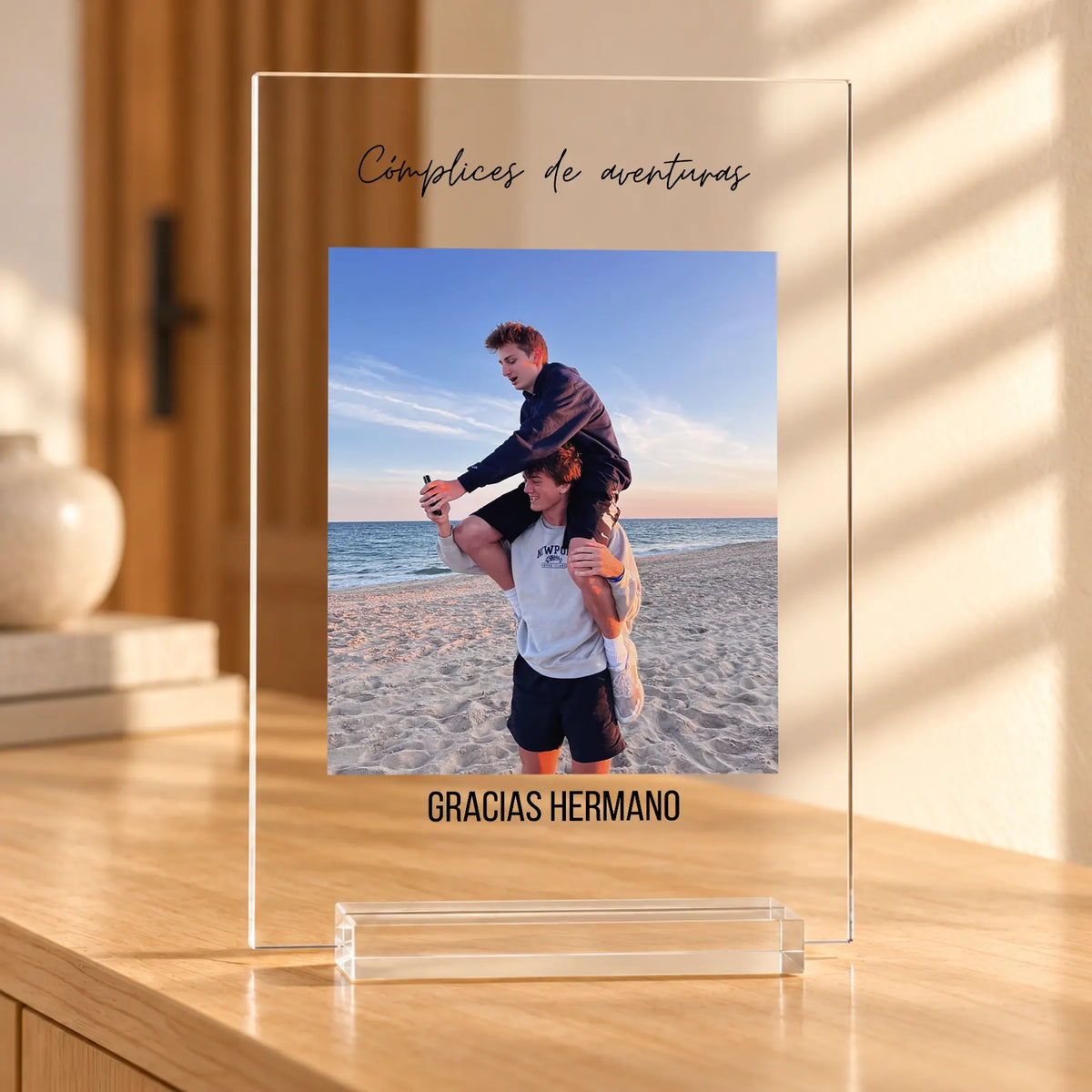 Lámpara Personalizada con Foto y Textos para Hermanos