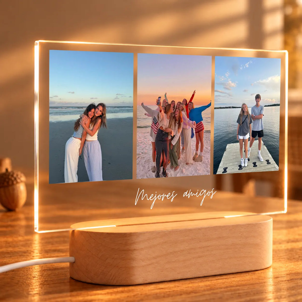 Lámpara Personalizada para Amigos con 3 Fotos