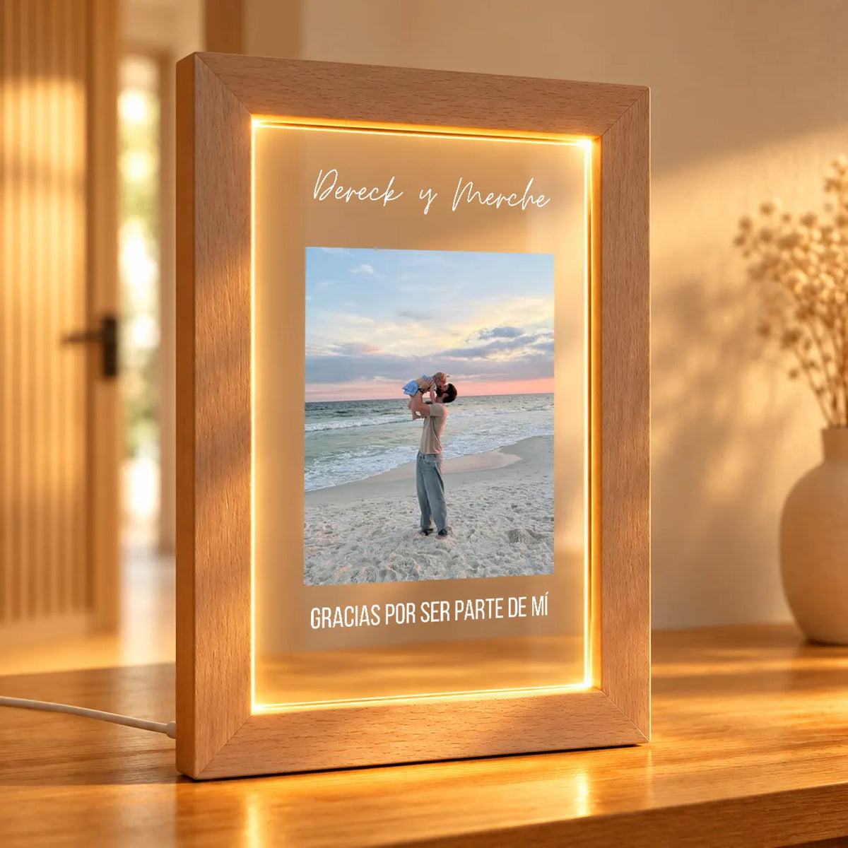 Lámpara Personalizada con Foto y Textos para Padres