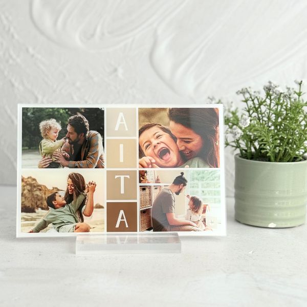 Placa personalizada Aita | fotos y texto aita | ideas de regalos originales | regalo personalizado | Cristal Plaque | regalo aita