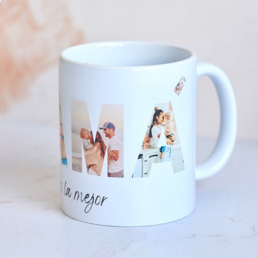 Idea de regalo para mamá, taza con fotos personalizada