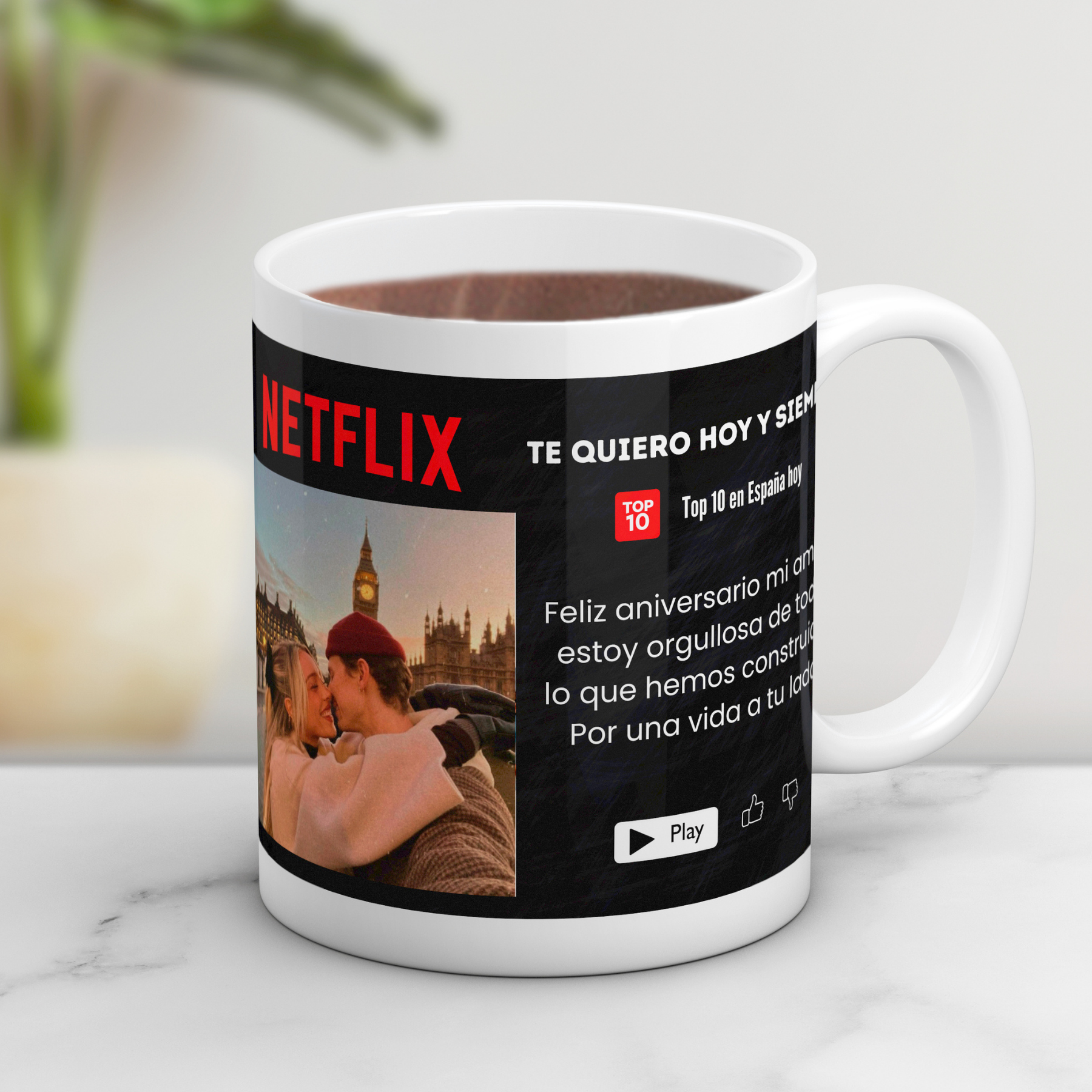 Taza parejas estilo Netflix
