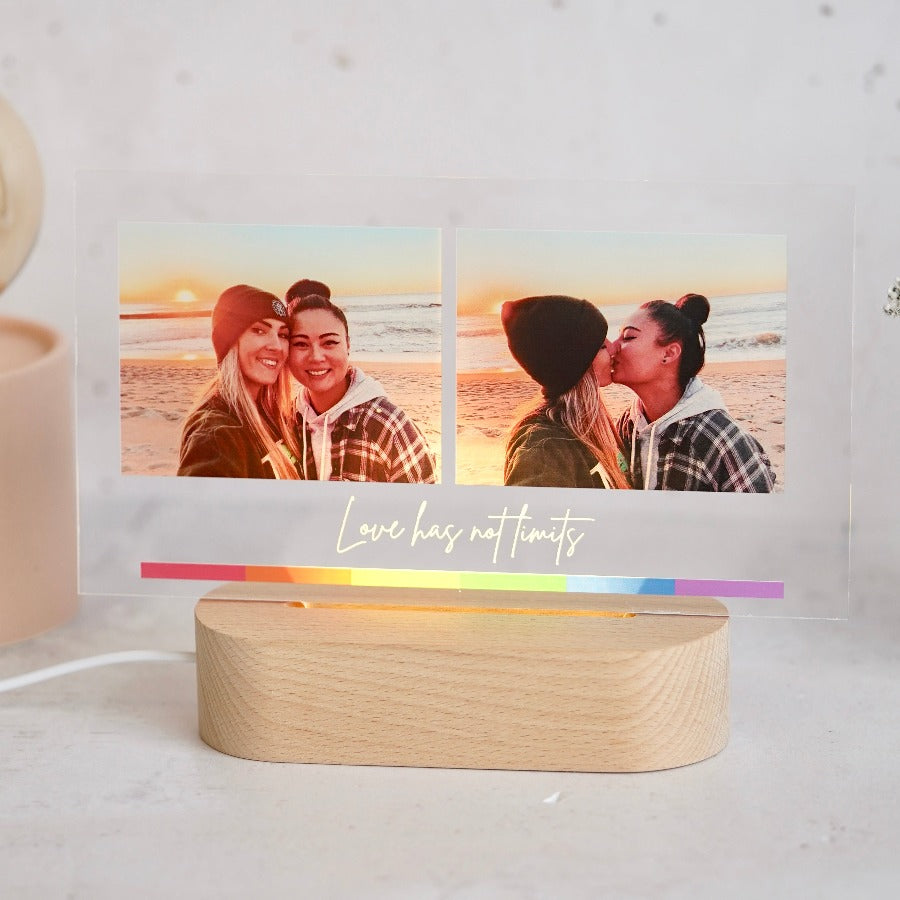 Regalo personalizado para pareja LGTBI lámpara LED y fotos especiales