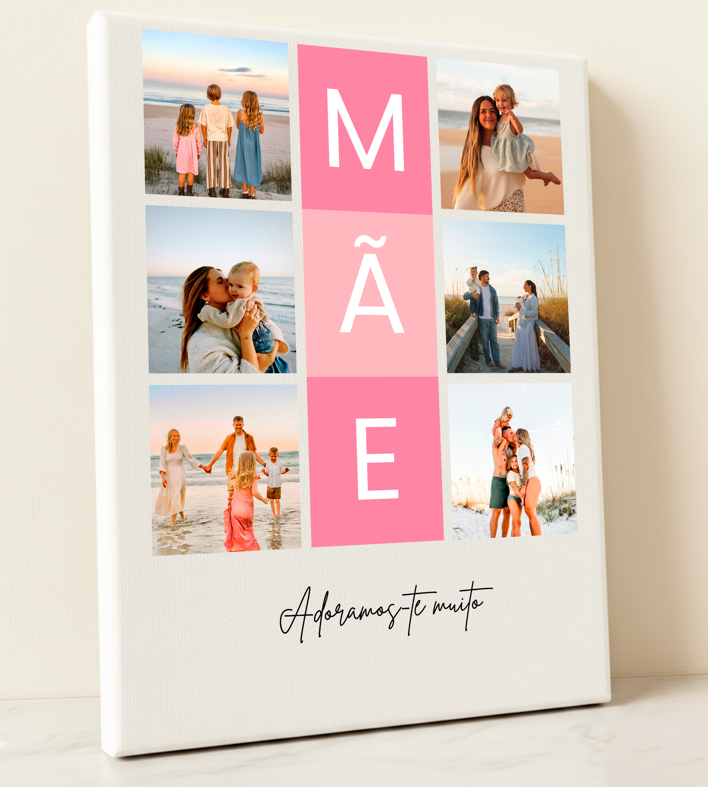 Tela personalizada «MÃE» com 6 fotos