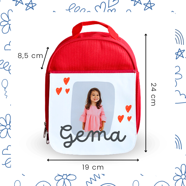 Mochila Isotérmica corazones con foto y nombre